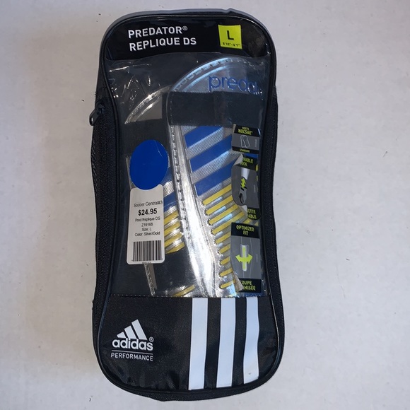 NEW ADIDAS performance Predator Replique DS Shin Guard Silver Gold Large - Picture 11 of 11